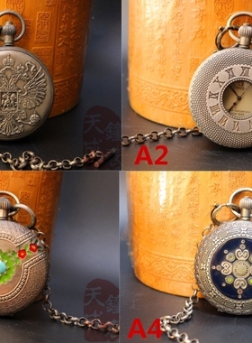 纯铜上发条机械复古景泰蓝