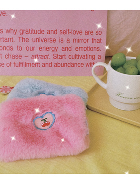 SEEU SODA/自制可爱樱桃小零钱包卡包糖果色少女毛绒收纳包耳机包