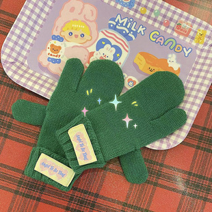 SEEU SODA /自制少女感糖果色保暖手套圣诞礼物冬季连指头手套