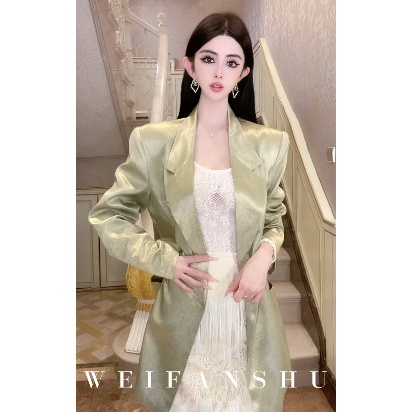 凡舒轻奢 老钱贵女2026年春夏新款高级感气质缎面西装外套百搭