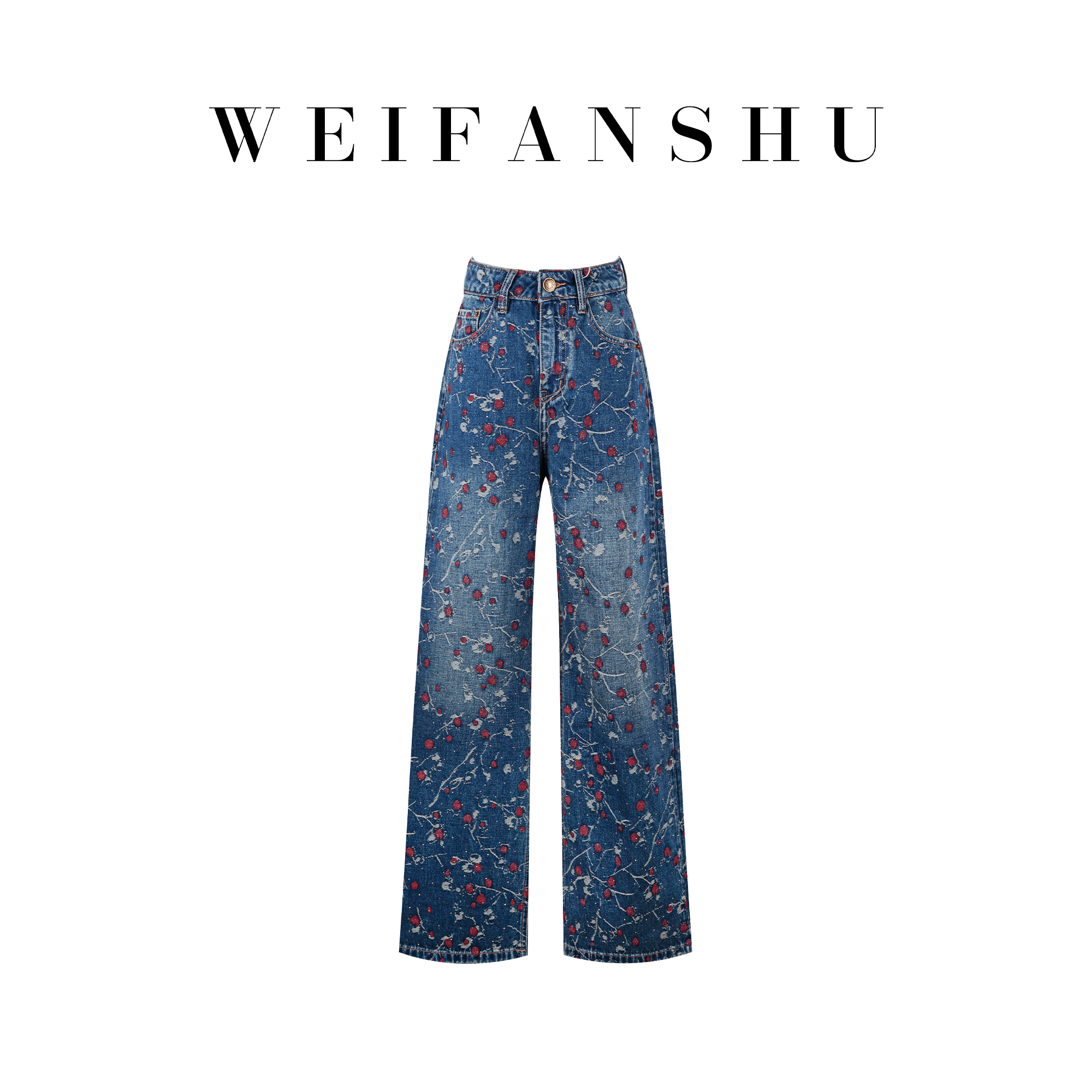 凡舒轻奢 多肉樱桃2025年秋冬新款时尚设计感樱桃刺绣牛仔裤百搭