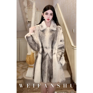 凡舒轻奢 富士情书2026年秋冬新款高级感贵气长款十字貂外套百搭