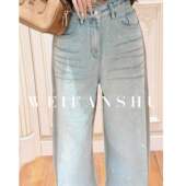 凡舒轻奢 显瘦时尚 日落沙丘2026年早春新款 烫钻百搭直筒牛仔裤