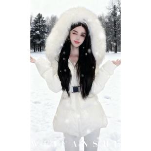 凡舒轻奢 暖冬韩女2025年秋冬新款鹅绒貉子毛外套保暖羽绒服百搭