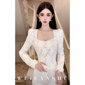 凡舒轻奢 方领蕾丝上衣百搭时尚 月光恋人2026年春夏新款 法式