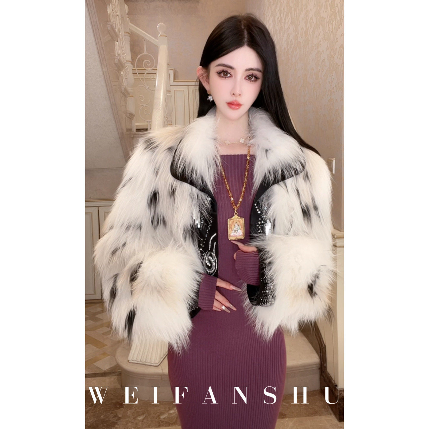 魏凡舒【恋冬心结】狐狸毛皮草大衣女秋冬新款贵气千金风时尚外套