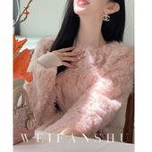 时尚 凡舒轻奢 东京初雪2025年秋冬新款 名媛粉色毛毛外套减龄百搭