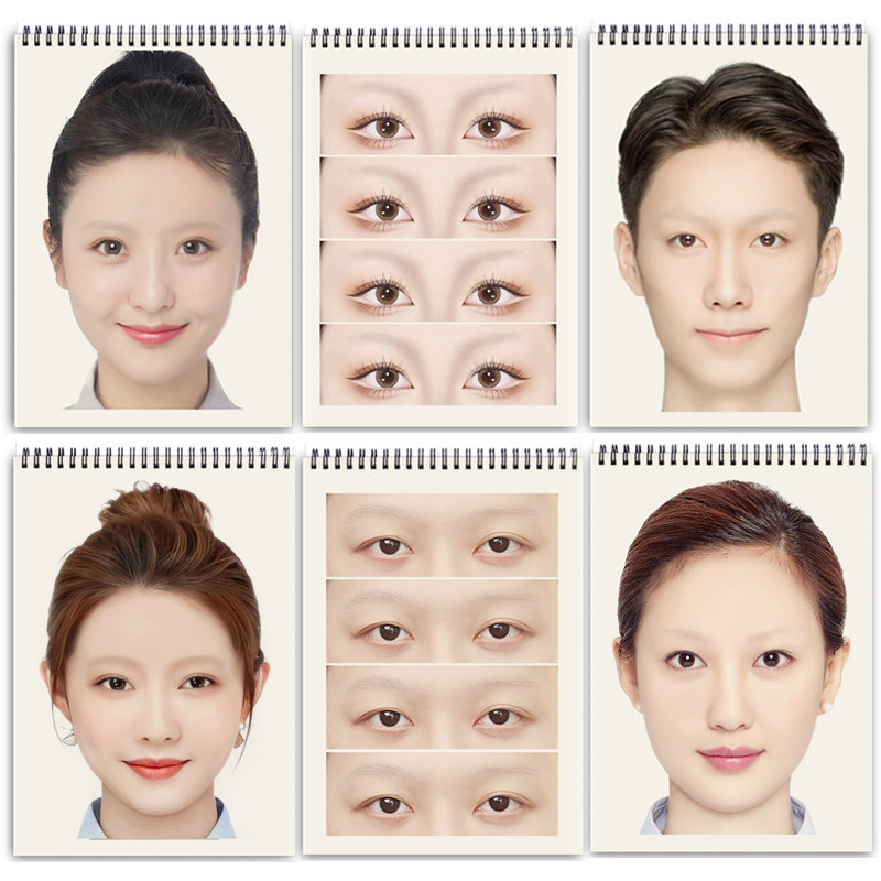半永久纹绣化妆美人图纸上画眉眼唇各种脸型练习画眉毛练习素描本