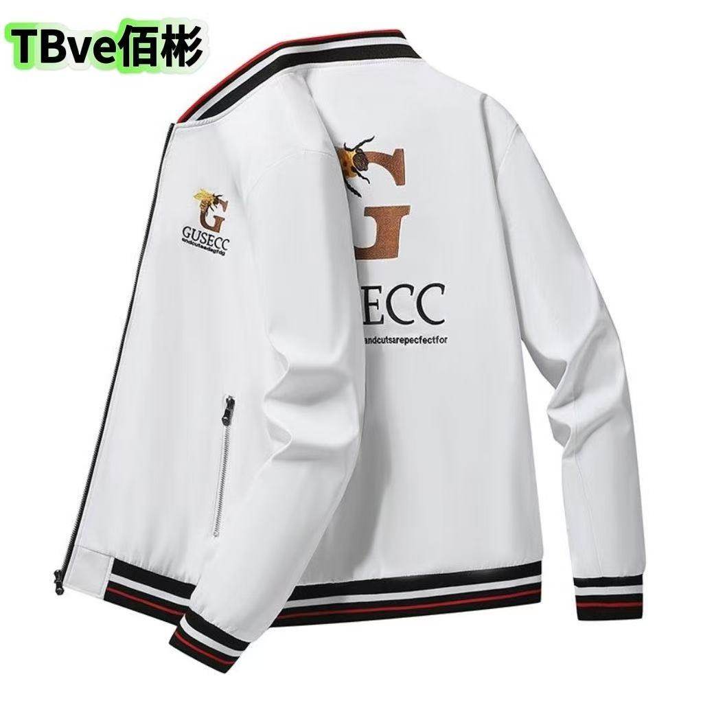 TBVE棒球服男刺绣夹克白色潮夹克