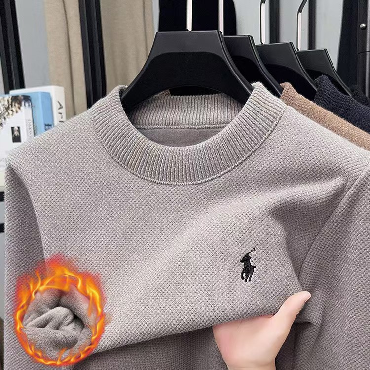 冬季新款男士加绒加厚雪尼尔毛衣