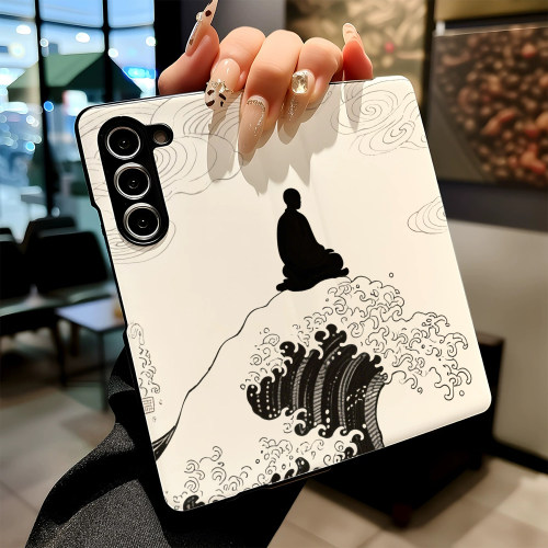 禅意海浪静坐适用三星Galaxy Z Fold 7手机壳女新款zfold6/5折叠屏磁吸翻盖W25/w24全包防摔保护套