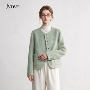 Jynve 薄荷浅绿双面羊绒大衣女2026秋冬新款韩系千金风羊毛呢外套