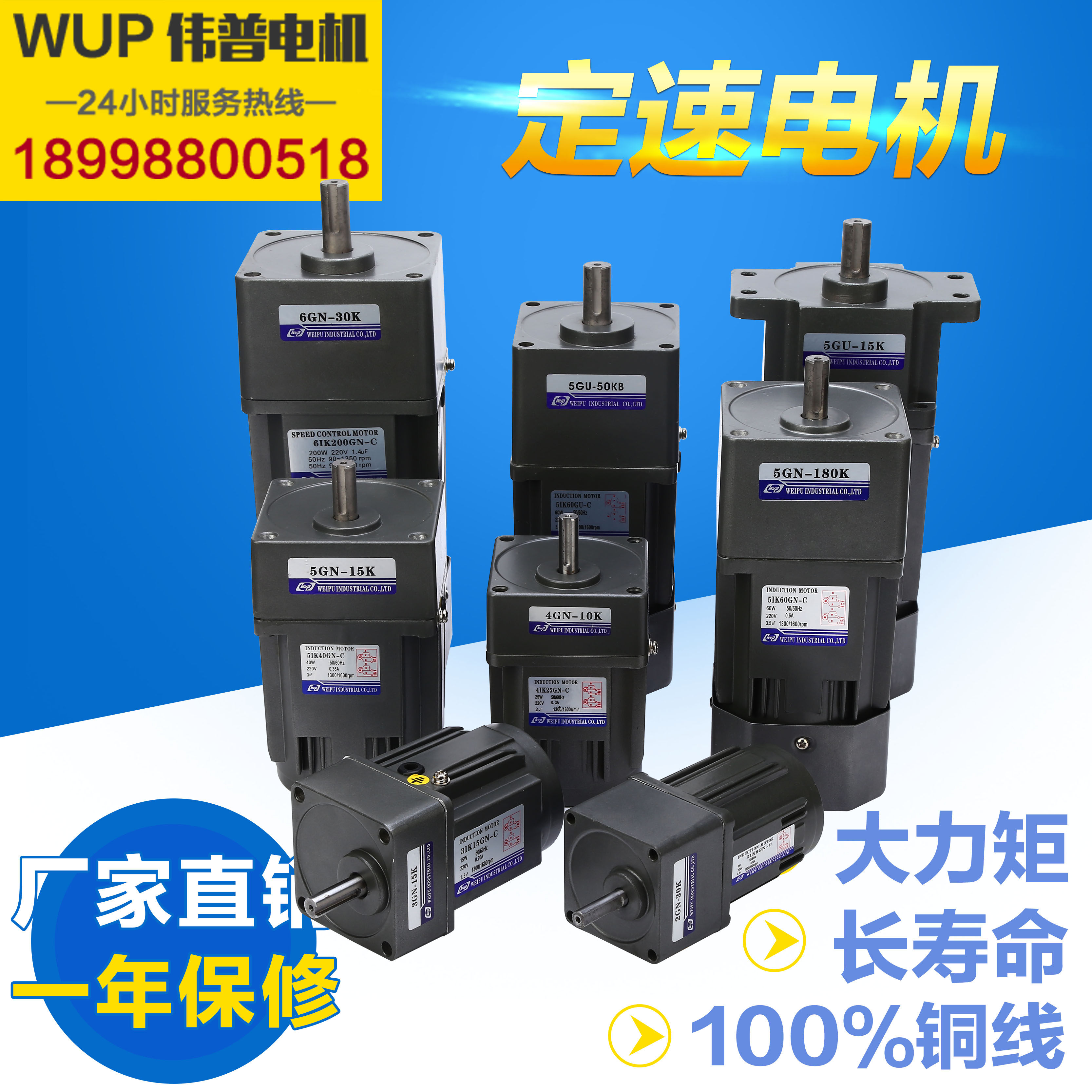 伟普厂家直销6-400w微型交流定速