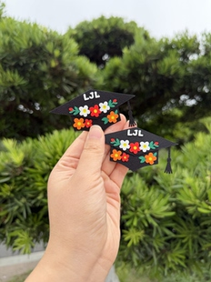 免费定制名字字母毕业帽3D打印磁吸毕业季走心同窗纪念饰品博士帽