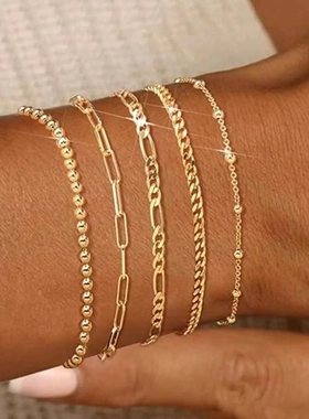 欧美跨境波西米亚风多层叠戴五件套手链女时尚套装亚马逊爆款手链