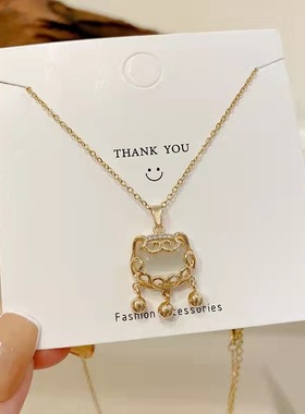 日韩祥云项链女如意平安锁玉髓吊坠气质轻奢锁骨链网红同款首饰品