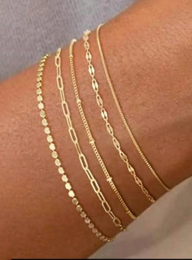 欧美跨境亚马逊希音个性时尚5件套手链女波西米亚风多层叠戴手链