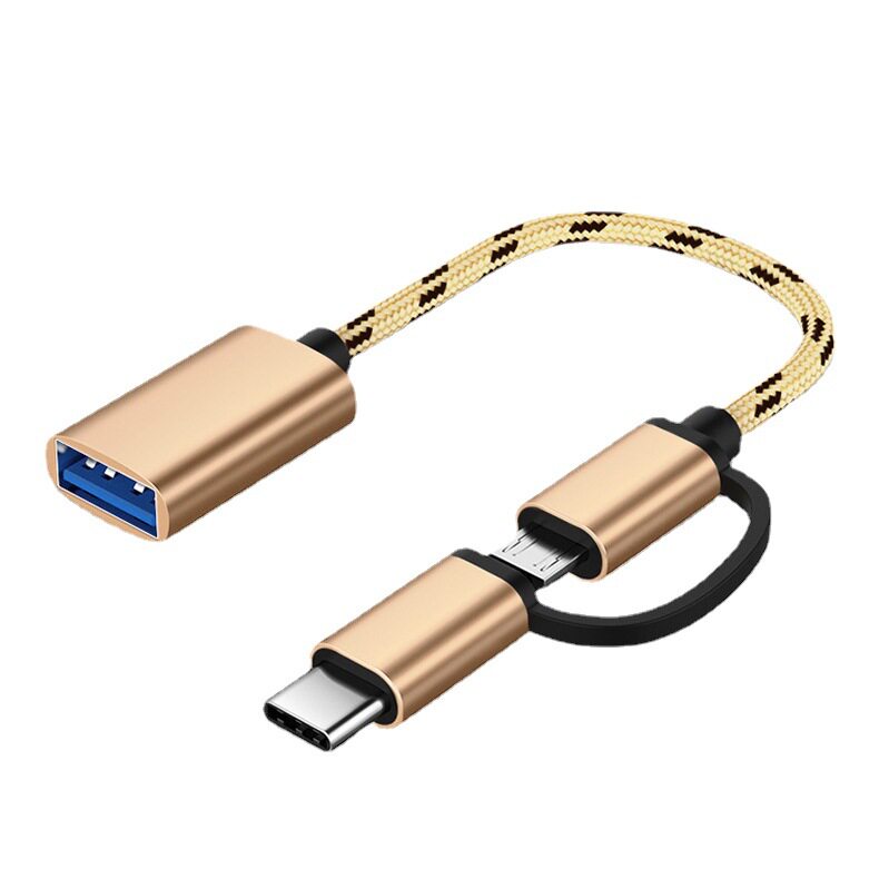 二合一安卓手机通用OTG转接线micro母转TYPE-C转换USBU盘鼠标键盘