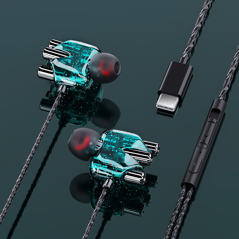 type-c入耳式耳机双动圈适用华为oppo小米8耳麦通用通话私模