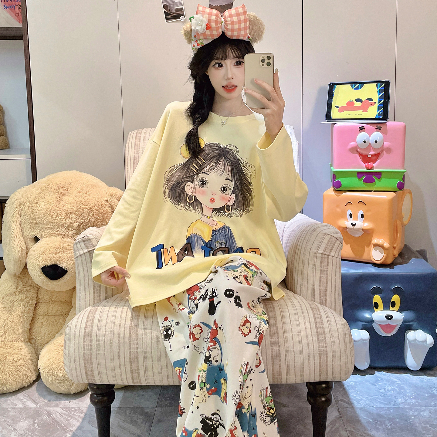 梦鸾睡衣女款2025春秋季家居服