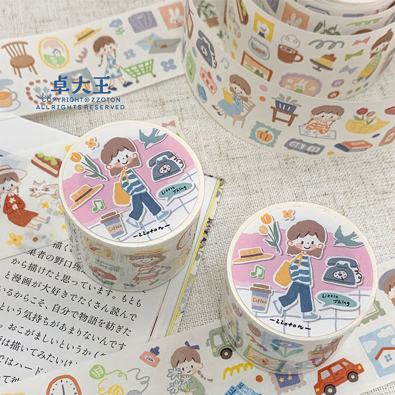 卓大王阿卓小物胶带模切贴纸卷和纸装饰素材可爱手帐点缀搭配