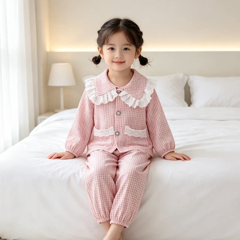 纯棉公主棉质春秋蕾丝家居服