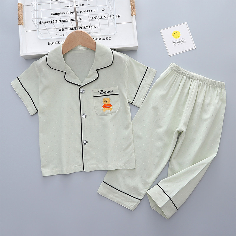 短袖长裤纯色空调日系韩版家居服
