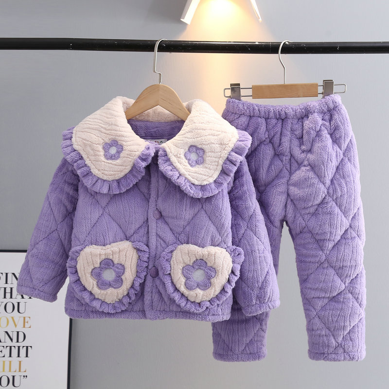 聚酯纤维公主风牛奶绒冬季家居服