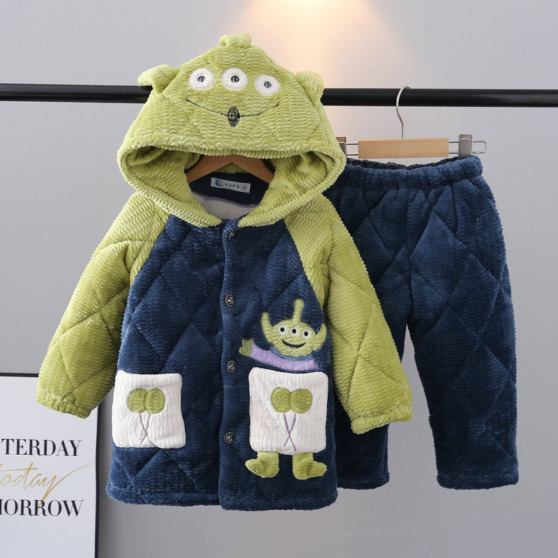 聚酯纤维卡通法兰绒冬季儿童睡衣
