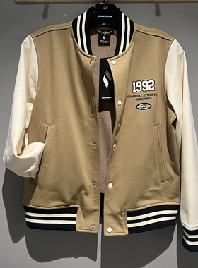 Skechers斯凯奇秋季卫衣女复古棒球服夹克街头运动外套P423W040