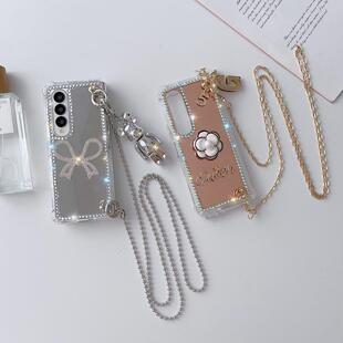 fold5 fold4 with Bracelet Case fold6 Diamond 适用三星Samsung fold3水钻手机壳奢华女简约小熊woman