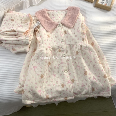 秋冬季夹层加厚空气棉月子服11月份12产妇住院待产喂奶孕妇睡衣冬