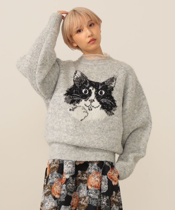 日本订购 mmts(COLLABORATION)9456 tuxedo cats猫猫宽松毛衣