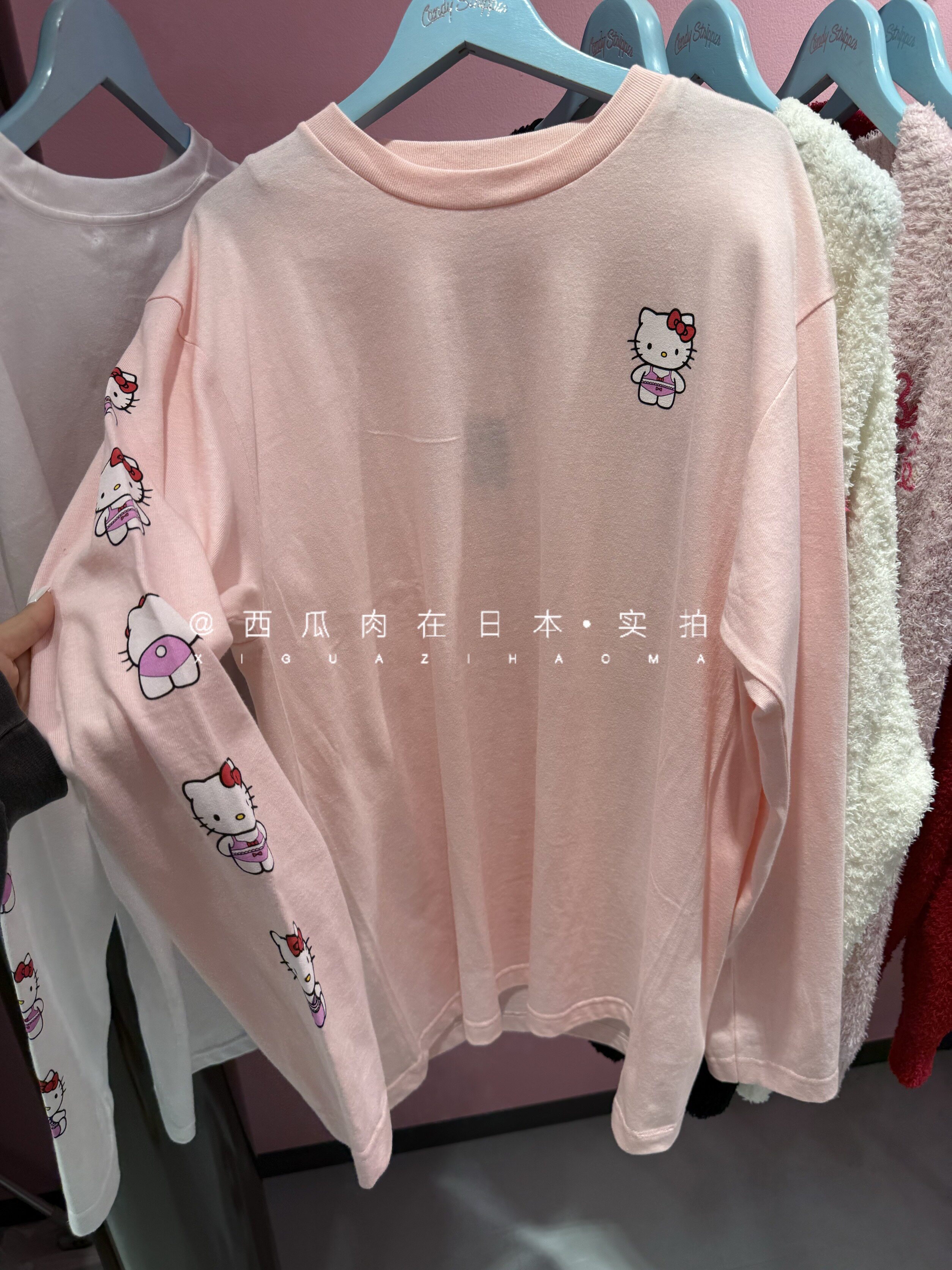 日本订购 candy stripper新款HelloKitty猫猫串标长袖T恤