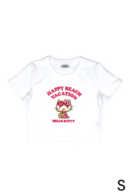 日本订购 HelloKitty爱心墨镜黑皮 快乐假期 修身短袖 手拎包