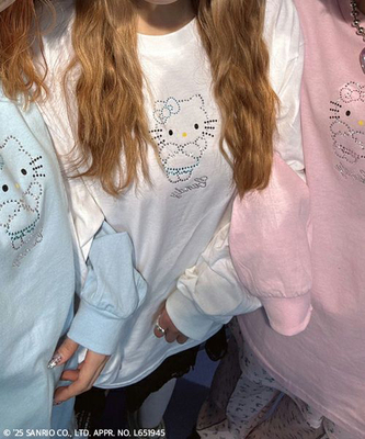 国内现货 candystripper 日本限定hello kitty水钻圆领长袖T恤