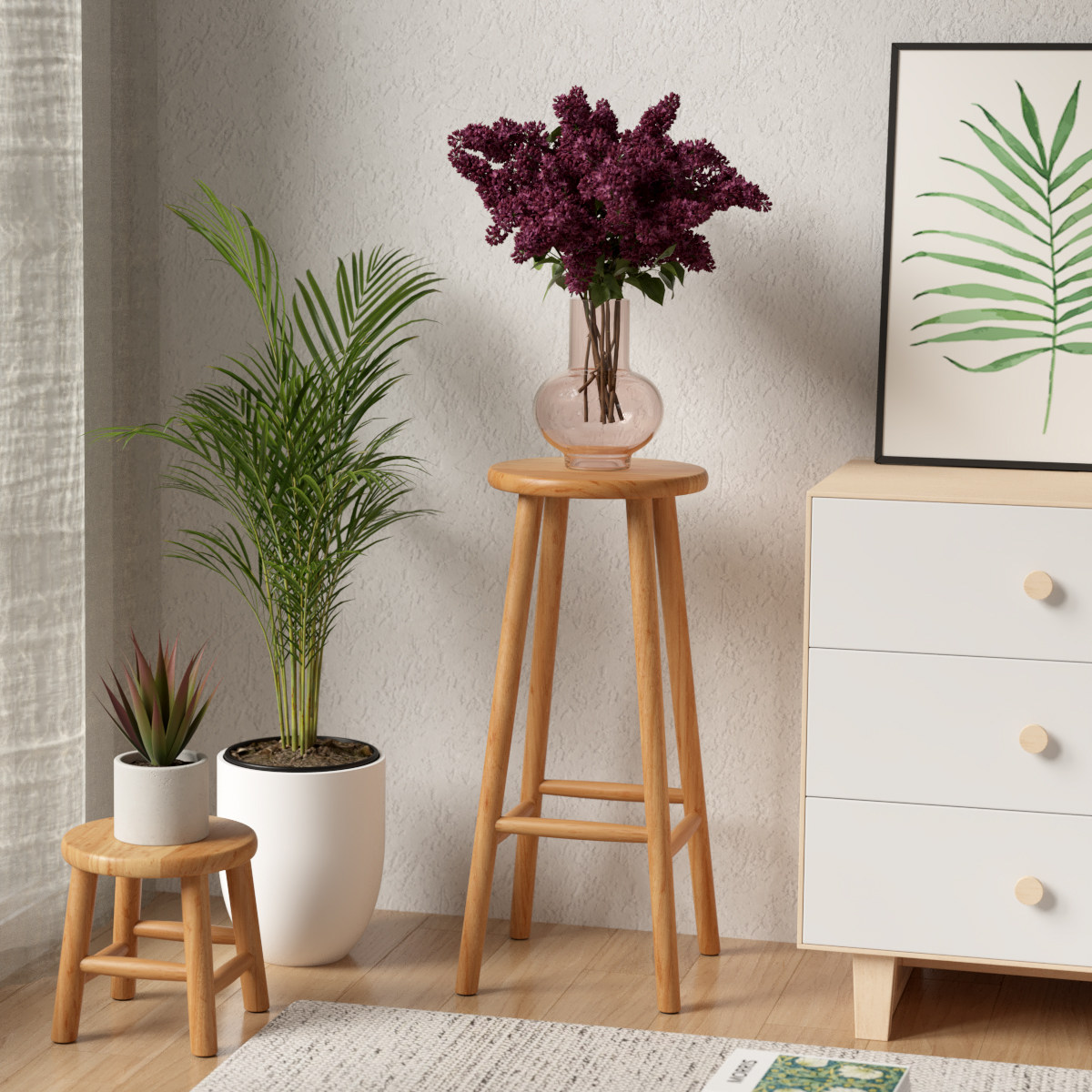 实木高凳放花的凳子原木色可移动花几架橡胶木小圆几原木客厅边几,住宅家具,花架/花几,淘宝优惠券,粉丝福利购,淘宝优惠卷