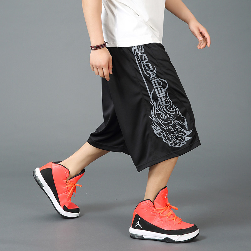 夏天加大加肥五分男宽松过膝薄款篮球裤运动胖子短裤街球裤沙滩裤