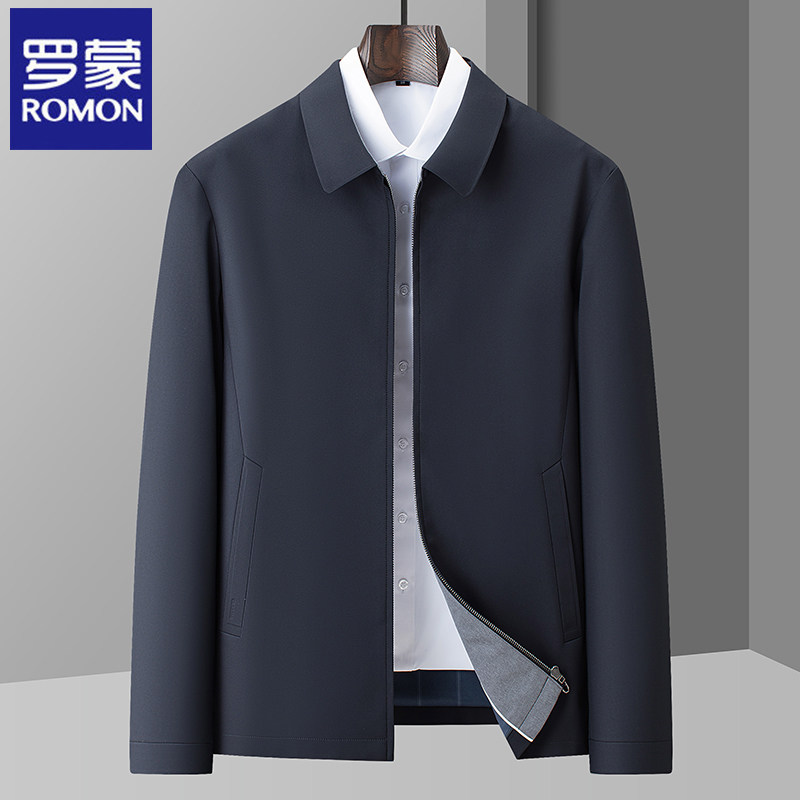 罗蒙2026新款春季男士商务立领短款行政夹克中年保暖时尚休闲外套