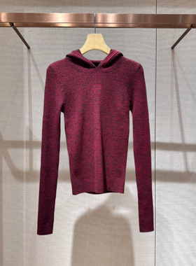 2025冬季新款简约休闲连帽修身显瘦百搭长袖针织衫女上衣XRJ6M08C