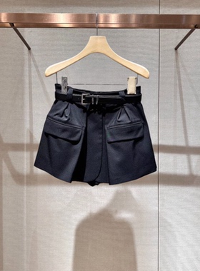 2025年春季新款简约休闲通勤高腰显瘦阔腿西装短裤女R105501C