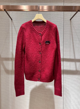 2025年冬季新款简约风圆领拼接单排扣长袖针织开衫女上衣XRJ7M02B