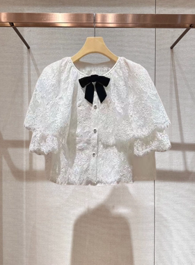 2026年春季新款蝴蝶结拼接蕾丝斗篷型两件套针织衫女上衣XSJ1S08D