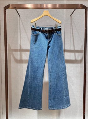 2026年春季新款休闲百搭高腰腰带水洗微喇显瘦牛仔长裤女XSJ1K09C