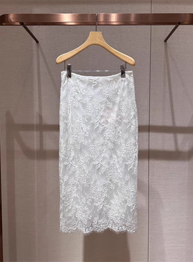 2025夏季新款高腰显瘦拼接蕾丝修身开叉包臀中长款半身裙R124103D