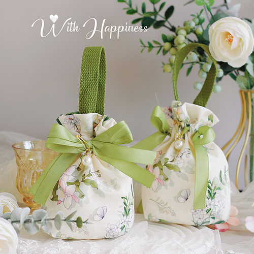 ins风结婚喜糖袋伴手礼手提袋子糖果布袋空高级感小众回礼免折叠