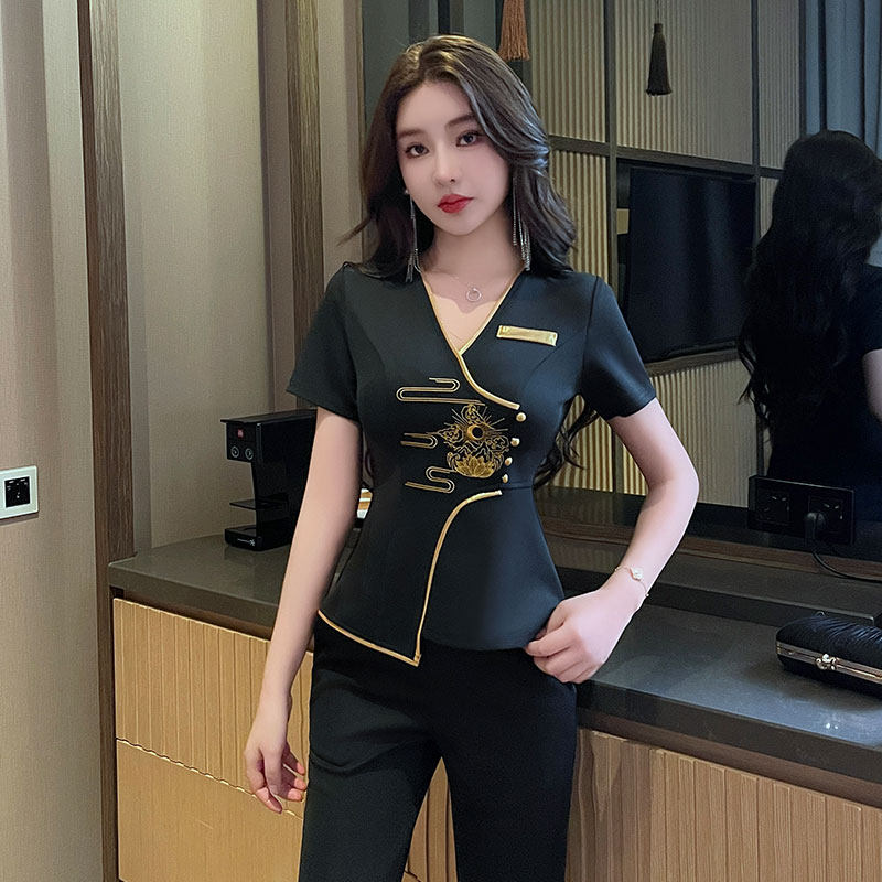 新款spa套装足疗足浴技师工作服