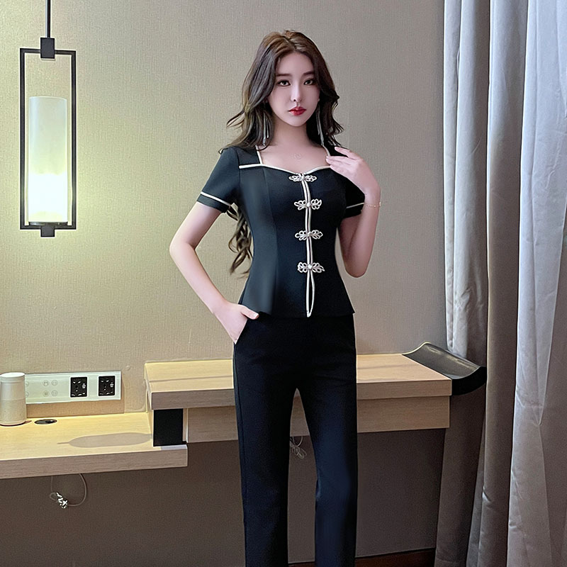 足浴技师工作服养生馆长裤套装女