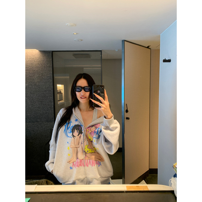 FOURFORTY SAWADDEEKA ZIP-UP HOODIE  二次元动漫少女连帽卫衣