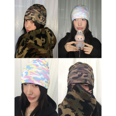 FOURFORTY 熊猫印花迷彩毛线帽